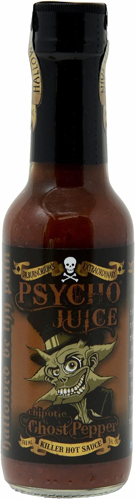 Psycho Juice Chipotle Ghost Pepper Hot Chilli Sauce – Smoky Super Hot Sauce Heat Level 10 – Naga Jolokia with Chipotle – Perfect for Cooking, Marinades & Dipping 148ml