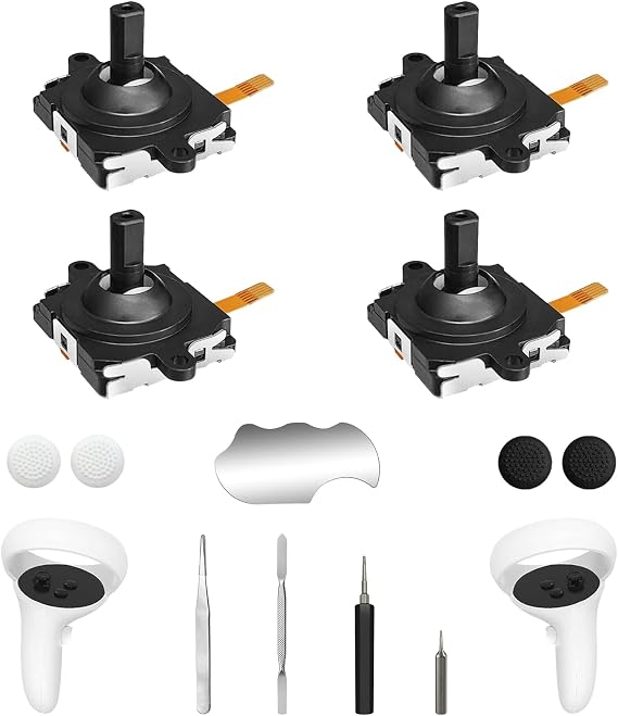 13-in-1 Joystick Replacement Repair Kit for Oculus Quest 2 VR Controllers | Joystick repair accessory set designed for Meta Quest 2 controllers to fix drift issues with all necessary disassembly tools