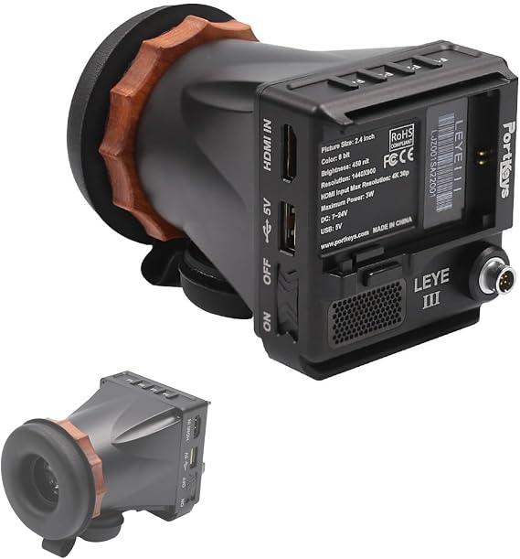 Portkeys LEYE III 4K HDMI Electronic Viewfinder 2.4 Inch LCD Monitor [Adjustable +8D~-3D] Customized Peaking Range