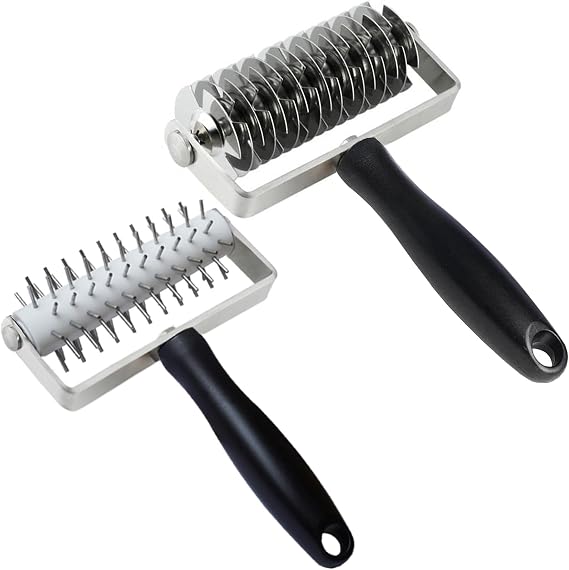 EVEDOMT Pizza Dough Docker Roller, Lattice Cutter Dough Cutter,Kitchen Tool for Pizza Pie Pastry Bread
