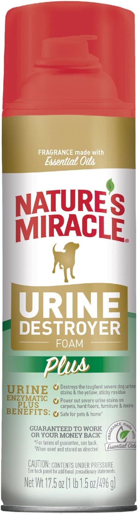 Nature's Miracle Dog Urine Destroyer Plus Foam, Enzymatic Cleaner, 17.5 oz