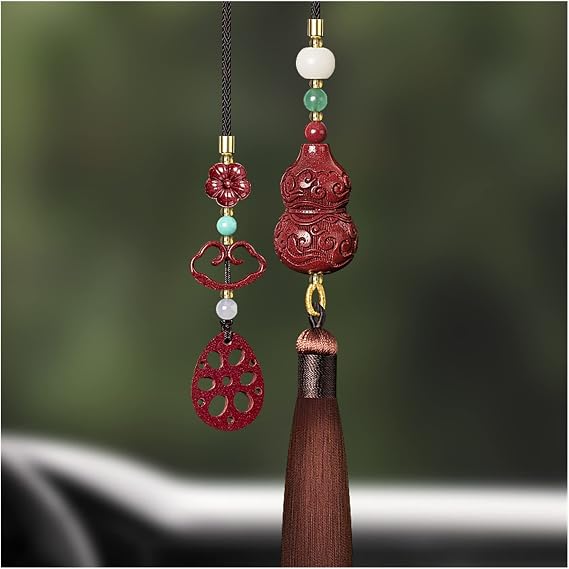 Car Interior Good Luck Pendant Cinnabar Gourd Car Rearview Mirror Pendant Fashion Gifts Car Decorations Good Luck Pendant