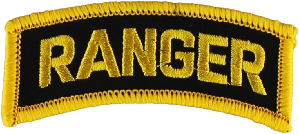 EagleEmblems PM0102 Patch-Army,Tab,Ranger GldBlk 3''