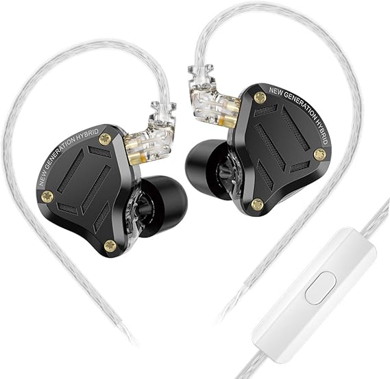 KZ-ZS10 Pro2 Earbuds Wired, 4-Level Custom Tuning Earphones,1DD+4 BA Hybrid IEM,3.5mm Plug Headphones,in Ears Monitors (with mic, Black)