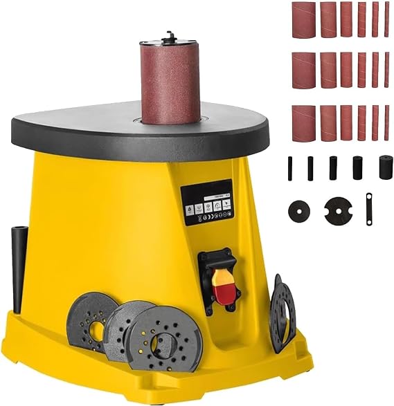 Electric Oscillating Spindle Sander, 450W Desktop Drum Sander with 5 Sanding Sleeves & Sandpaper, Max 2000 RPM for Woodworking