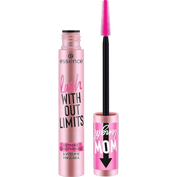 essence Lash Without Limits Extreme Lengthening & Volume Mascara, Black | (01 | Extra Black) Buildable, No Clumping, Flexible Elastomer Wand, Reaches Short Lashes, Vegan, Cruelty Free, Paraben Free