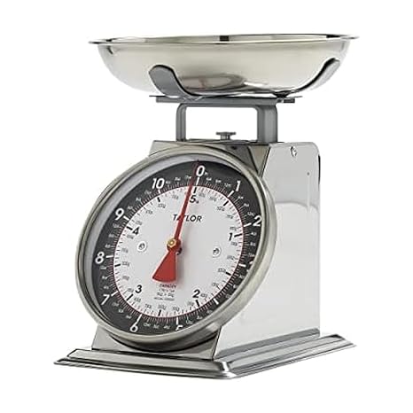 Taylor Vintage Mechanical Kitchen Scale - 11 lb Max Capacity, Silver