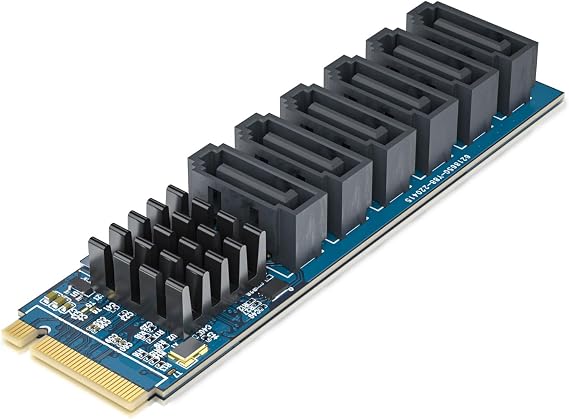 10Gtek M.2 to SATA Adapter, M Key to SATA3.0 Card, ASMedia ASM1166 Chip, Support SSD and HDD for Desktop PC with LED Indicator, Tools Included