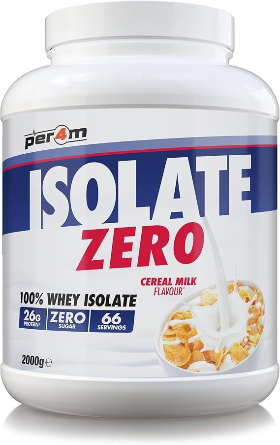 Per4m Isolate Zero Premium Whey Protein Powder | Superior Flavour Ultra Filtered + Amino Acids | Fast Absorbing Zero Sugar Gluten Free Shake for Lean Muscle & Recovery (2kg, Cereal Milk)