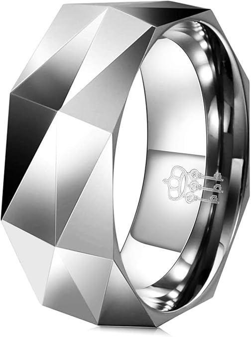 Three Keys Jewelry Multi-Faceted Tungsten Wedding Rings 2mm 4mm 6mm Rose Gold Silver Bands for Men Women