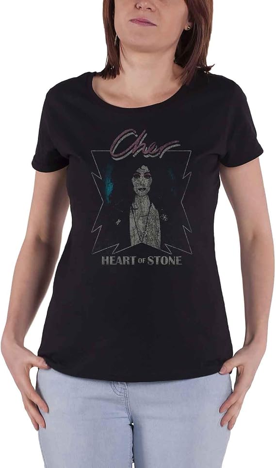Cher T Shirt Heart of Stone Logo Official Womens Junior Fit Black