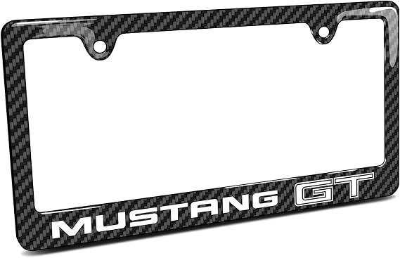 iPick Image for Ford Mustang GT Black Carbon Fiber Look ABS Plastic License Plate Frame