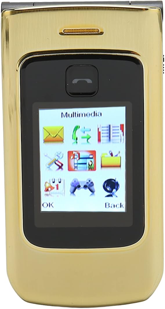 Jectse Flip Phone, Unlocked Cell Phone Big Phone with 2.4 Inch Screen, Flashlight, Removable Battery, 2G Phone Flip Cell Phone for Senior Elderly (Gold)