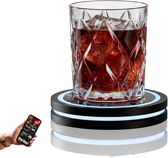 Smart Coaster Cocktail Machine, Portable Cocktail Maker, Interactive Lighting with Built-in Smart Sensing Tech, Easy to Clean & Carry, for Home, Party, Club Drinks