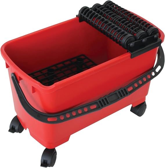 RUBICLEAN Triple SuperPro Grout Bucket System Lightweight, Durable Washboy with 3 Spiral Rollers, 5.3 gal Capacity, Wheels, and Carry Handle Ideal for Tile Installation and Cleaning