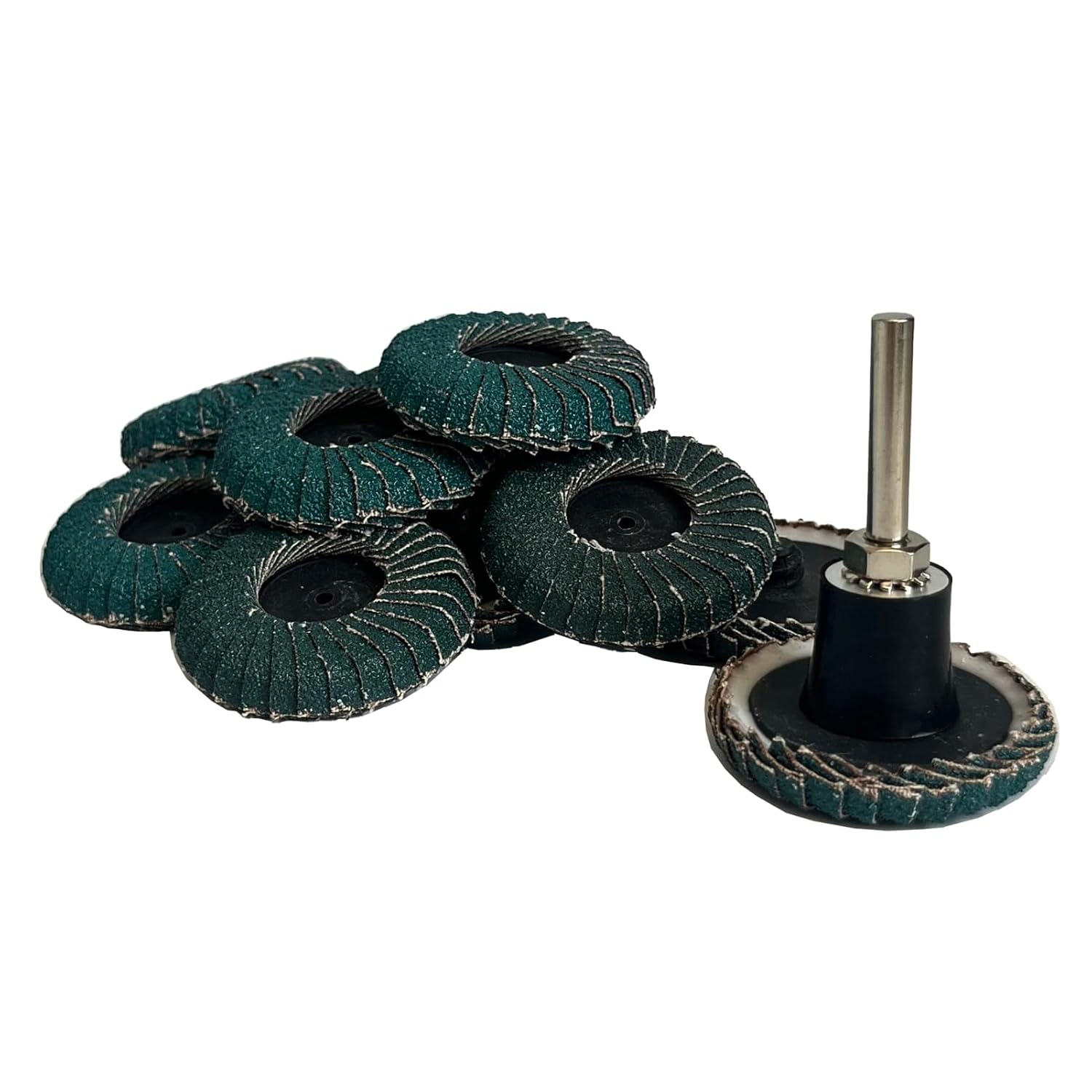 10PCS Curved Flap Disc 2 Inch 40Grit Roll Lock Quick Change Sanding Discs 1PCS 1/4" Holder Surface Grinding Disc for Die Grinder Metal Wood Surface Finish Weld Rust Removal