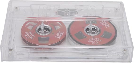 Tbest Red Cassette Tape 50 Min Normal Bias Double Sided | Metal Sound Recording, Transparent Box, for Musicians Bands, Blank Reel to