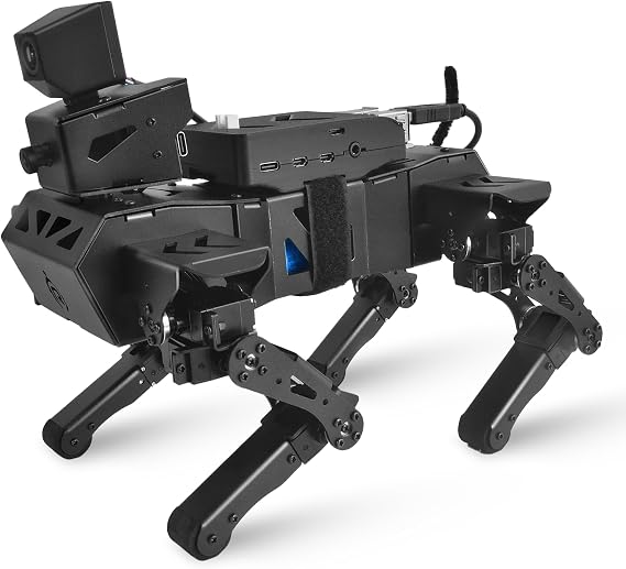 Robot Dog Kit for Raspberry Pi 5, AI Visual Recognition Interaction Smart Robot Python Programmable, 13 DOF Bionic Gait Mechanical Dog, Camera Servo, RC/Voice Control