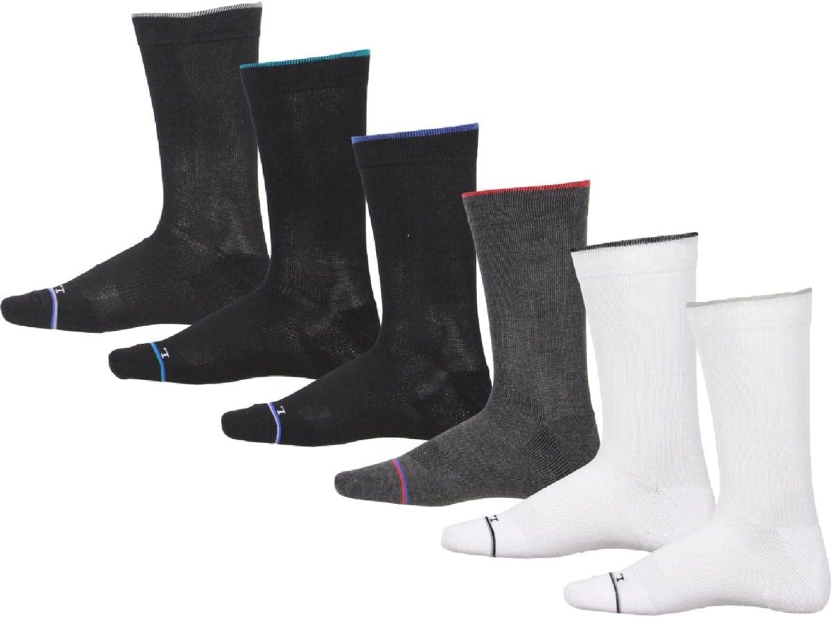 Perry Ellis Portfolio Men's 6-Pack Solid Socks WhiteBlack, One Size