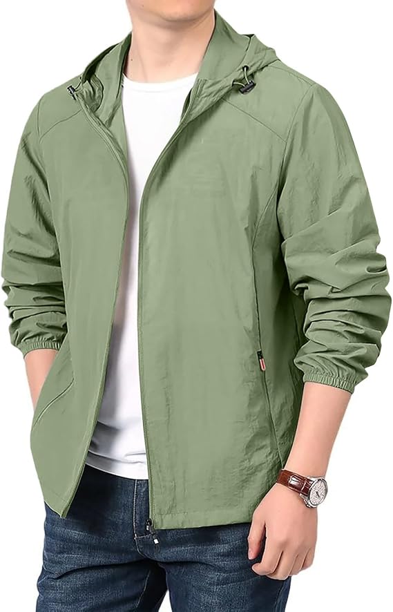 Men's Fashion Lightweight Windbreaker Coat Waterproof Soft Shell Rain Jackets, M-3XL