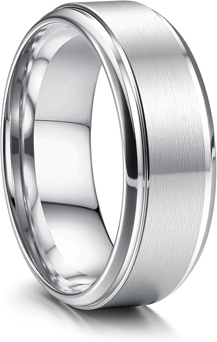 Jstyle 8MM Mens Wedding Band Stainless Steel Ring for Men Women Size 6-14