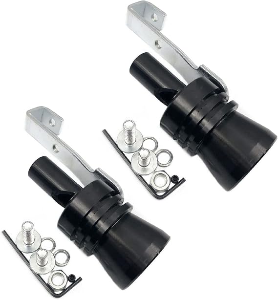 DEVMO 2pcs XL Size Aluminum Alloy Universal Turbo Sound Exhaust Muffler Pipe Whistle Car Roar Maker (XL-Black)