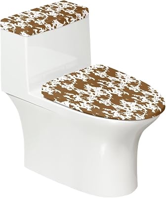Brown Cow Stretch 2 Pack Set Toilet Covers Set for Bathroom, Anti-Stains & Dust Covers Fits Most Size Toilet Lid and Toilet Tank, Bathroom Thanksgiving Decor