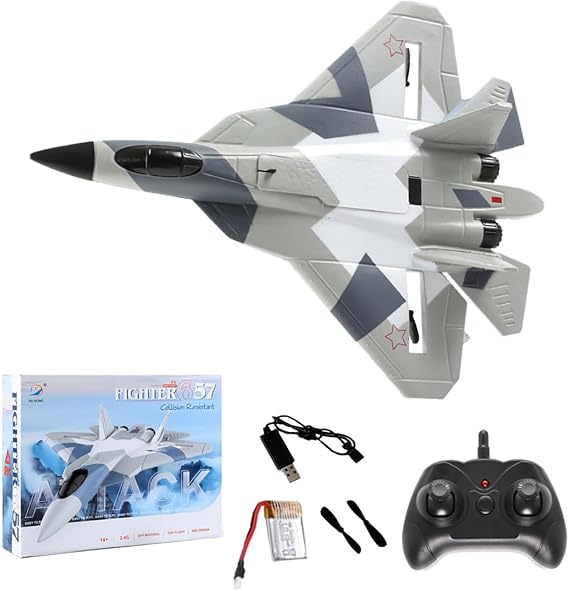 SU 57 Airplane RC 2.4G Remote Control Aircraft Electric EPP Foam Plane FX657 Rc Fighter Fixed Wing Hand Throwing Glider Toys