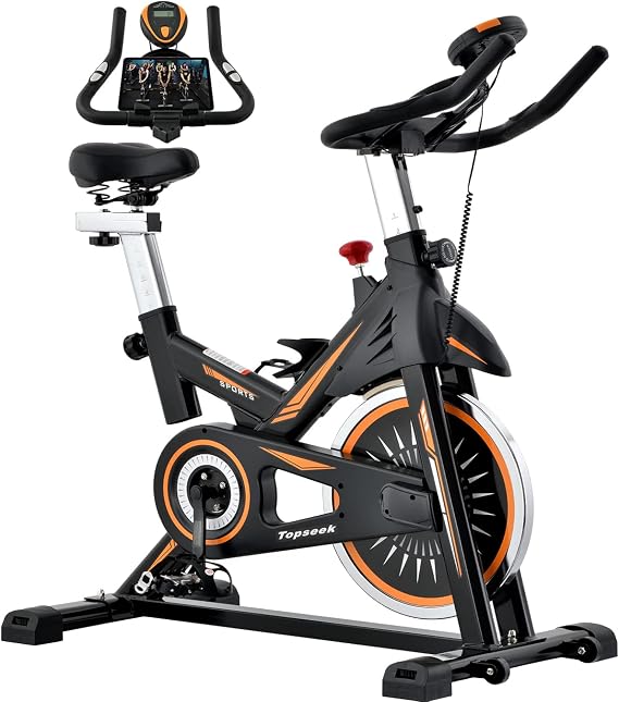 Indoor Cycling Bike - Stationary Bike with Hand Pulse, iPad Holder, LCD Monitor, 330 Lbs Weight Capacity