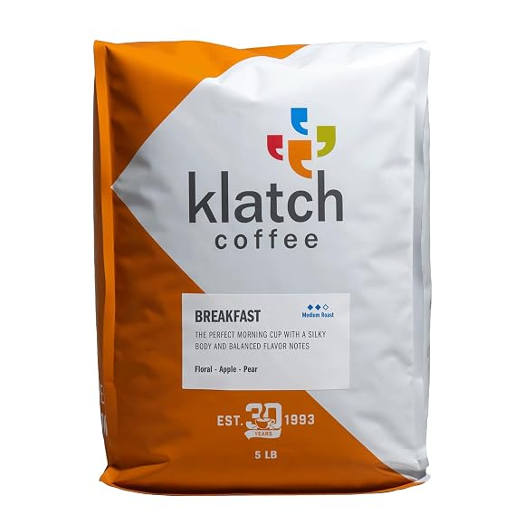 Klatch Coffee Breakfast Blend Medium Roast, 5 Pounds, Whole Bean