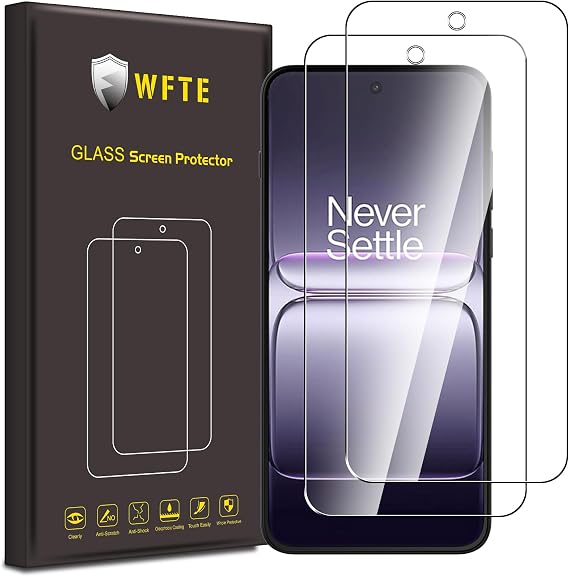 WFTE 2-Pack Screen Protector for OnePlus Nord CE5 5G,9H Hardness,Anti-Scratch,Anti-Fingerprint,Bubble-Free,HD Clear,Premium Protective Tempered Glass Film for OnePlus Nord CE5,Case Friendly