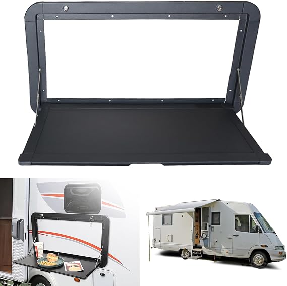 Foldable Rv Dinette Tables Campervan Outside Picnic Wall Mounted Table 31.5 x 17.7 inchs, Premium Aluminum Alloy Folding Wall Table Lockable Wall Table Kit for Campervans and Motorhomes