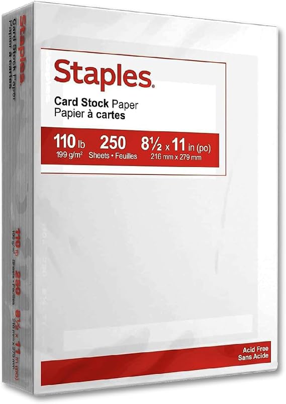 Staples Cardstock Paper, 8.5x11 Inch, Matte White, 110 lb., 250/Ream