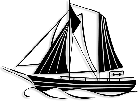 Ada Home Decor Sailboat Metal Wall Art, 21.65'' x 15.75'' Black