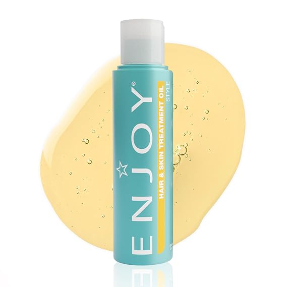 Enjoy Hair & Skin Treatment Oil, Quick-Absorbing Argan and Linseed Oil Blend, Weightless Hydration and Faster Drying Time for Hair and Body, 3.4 Oz