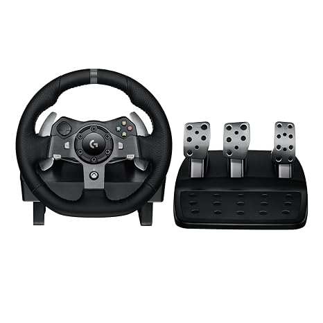 Logitech G920 Driving Force Racing Wheel with Floor Pedals, Real Force Feedback, Leather Steering Wheel Cover for Xbox Series X/S, Xbox One, PC, Mac - Black