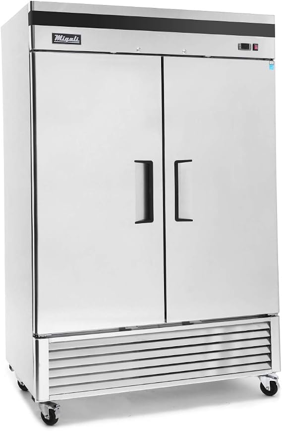 Migali C-2RB-HC Two Door Reach-In Refrigerator, 49 cu/ft, Stainless Steel Interior and Exterior, Auto Defrost, Digital Temperature Display, Door Locks