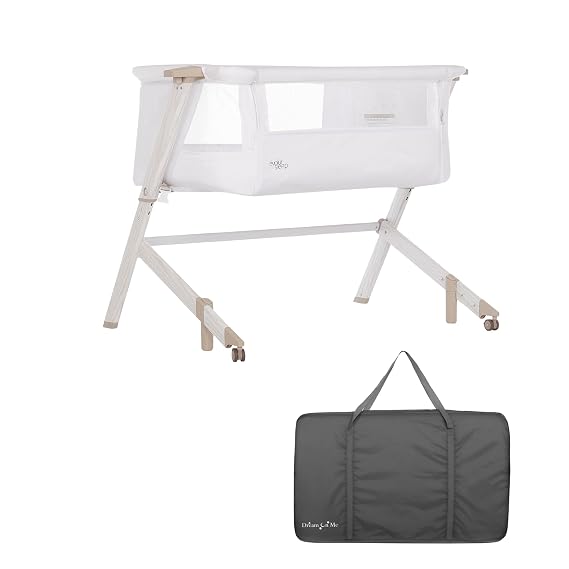 Evolur Stellar Bassinet & Bedside Sleeper Adjustable Height Bedside Crib for Newborns, Breathable Mesh Sides, Portable Co-Sleeper, Easy To Fold and Travel, Carry Bag Included