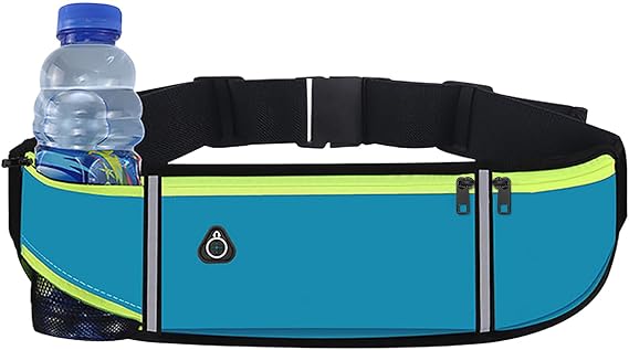 UltraSlim Fanny Packs for Women Men Slim Running Belt Waist Pack Runners Bag Waterproof Money Belt (1186, Blue)