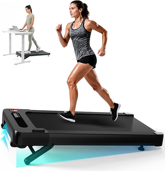 Bluearth Walking Pad Treadmill with 10% Auto Incline, Smart App Scenic Routes & Live Classes, Under Desk Treadmill for Home and Office, Hiking & Running, with Remote & LED Display