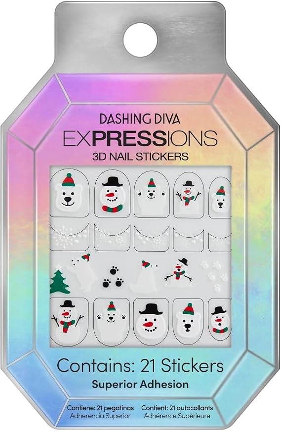 Dashing Diva Expressions 3D Nail Stickers - Tundra Fun | Easy Application | Long-Lasting & Durable | Perfect for DIY Nail Art | Salon-Quality Results at Home