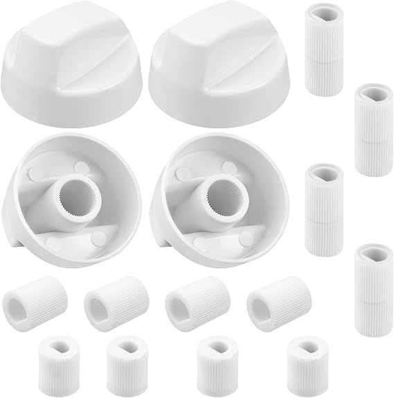 AMI PARTS Universal White Control Knobs with 12 Adapters 4-Pack