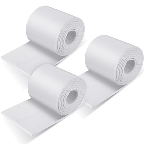 3 Rolls 1/4" x 6" x 2.5 Yard Adhesive Felt Sheet Padding, Self Adhesive Felt Roll for Foot, White Comfort Padding Cushion for Pressure Relief Foot Support for Furniture Protection Splint Lining