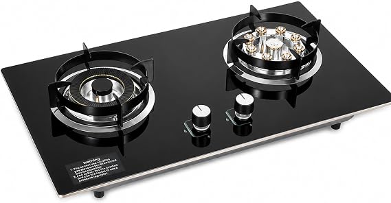 2 Burner Gas Cooktop Portable Stove 29" Built-in Natural Gas Hob Cooktop High Efficiency Burner, Tempered Glass with Anti-tempering Protection for Outdoor, Kitchen, Camping
