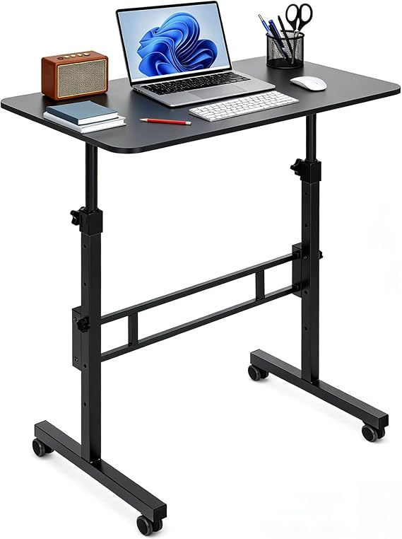 Mobile Standing Desk, Height Adjustable Portable Computer Desk