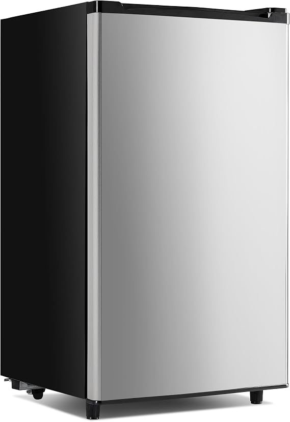 NEWBULIG Mini Fridge with Freezer 3.2 Cu.Ft Small Refrigerator for Office, Dorm, Small Fridge with Adjustable Thermostat, Energy Saving, Singel Door, Sliver