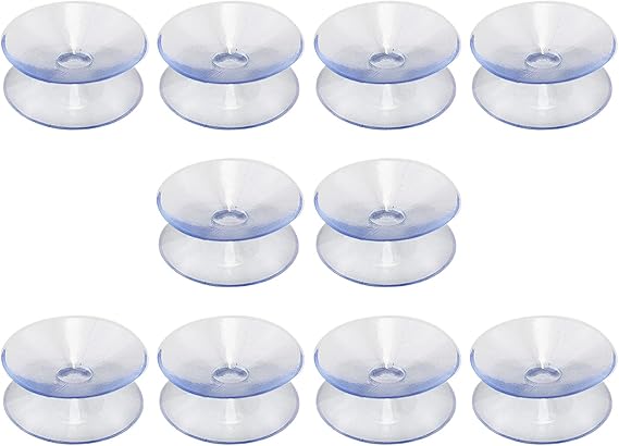 10Pcs Double Sided Suction Cups, 35mm (1.38 Inch) Clear Suction Pads, NonSlip Sucker for Glass Table Top, Mirror, Window, Windshield