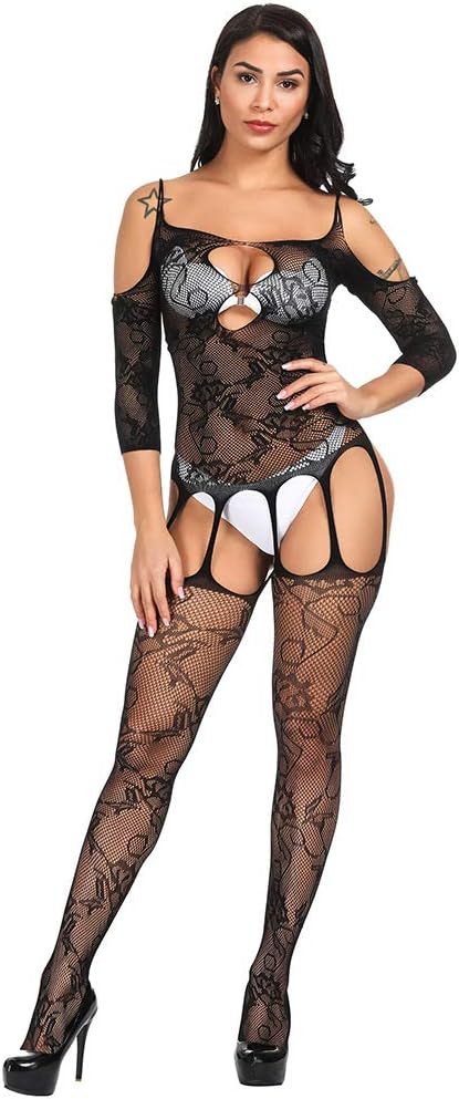 xoxingysm Womens High Waist Tights Stockings Thigh High Sexy Pantyhose Soft Lingerie Lace Bodysuit Underwear(B)