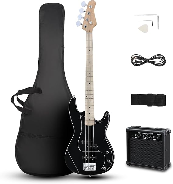 Ktaxon 4 String Bass Guitar, Full-Size Electric Bass Guitar Kit (Black)