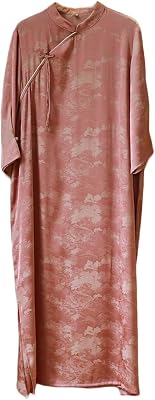 Women Modern Cheongsam Maxi Dress Evening Short Sleeve Dress Floral Brocade Stand Collar Qipao